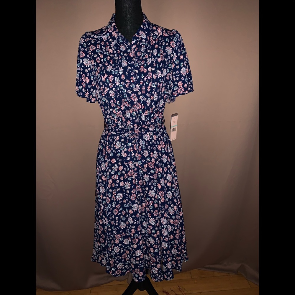 Nanette Pintuck Printed Chiffon Shirtdress